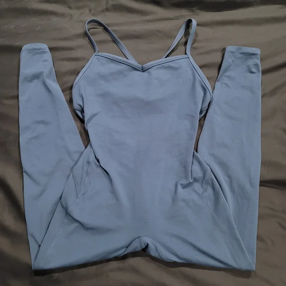 Bombshell sportswear sculpted bodysuit one piece denim Navy blue md - Picture 3 of 6